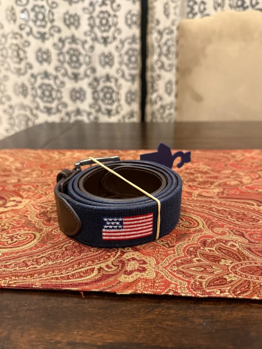 Penguin Men's Size 36 Navy American Flag Belt MSRP $60